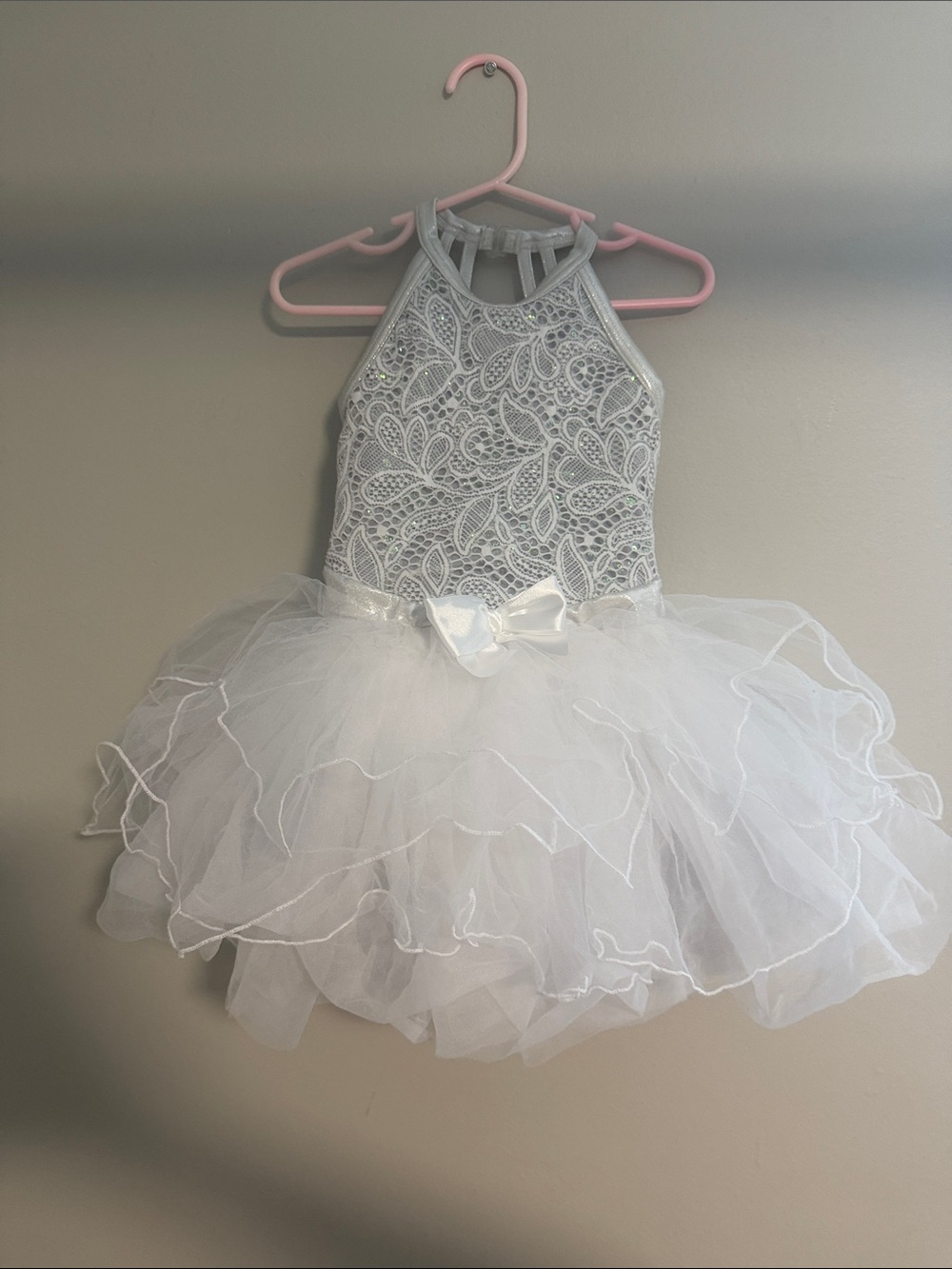 Weissman Girls XSC White Silver Lace Sequin Ballet Dance Tutu Recital Costume